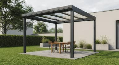 Luxa WG Cube unabhängige Glasdach-Veranda mit 6 Säulen in einem modernen Garten