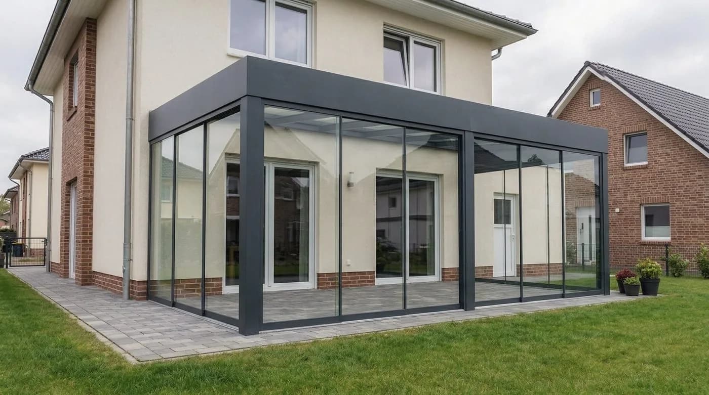 Luxa WG geschlossener Wintergarten mit Vollverglasung an einem Wohnhaus