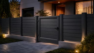 VisioMod Modulo 60×60 mm Pfostensystem mit freitragendem Schiebetor-Hardware-Integration — Pfostenplattform für Porta motorisierte Torlasten dimensioniert