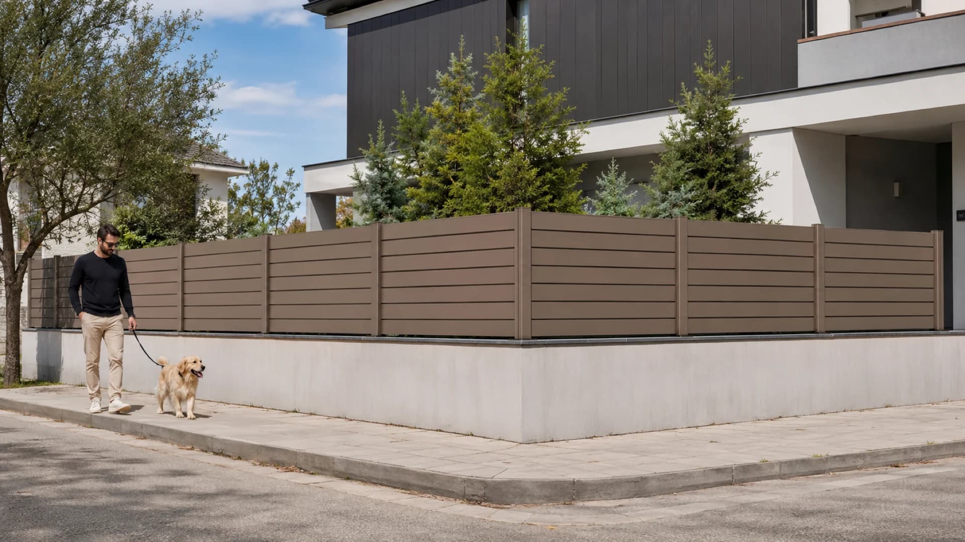 VisioMod Modulo 60×60 mm Pfostensystem an mediterraner Küstenvilla — Marine-Grade Qualicoat Klasse 2 mit Eckpfostendetail am Terrassenrand