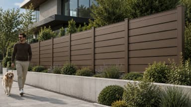 VisioMod Modulo 60×60 mm System am Schwimmbeckenrand im Sommer — Eckpfosten navigieren 90° Beckengeometrie mit verstellbarem Winkeldetail