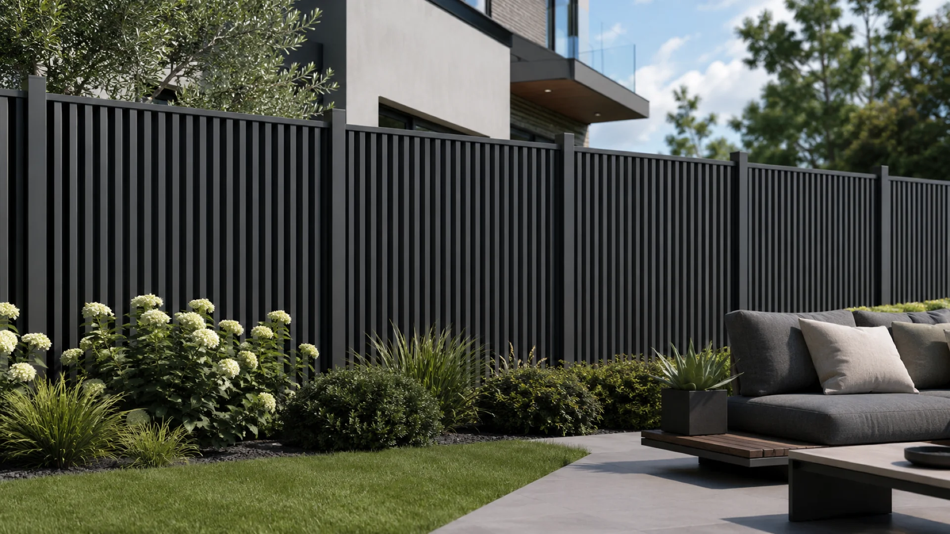 VisioMod Verto — Vertikaler Aluminium-Lattenzaun
