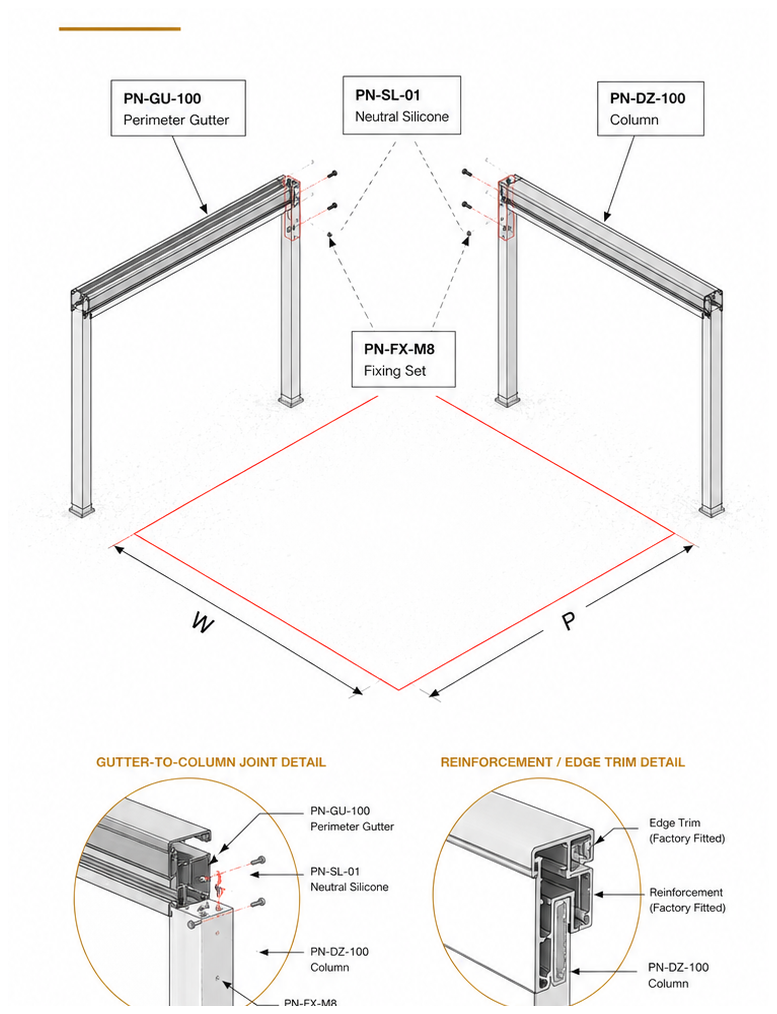 Lift the long-side frames onto the foot stubs — illustration